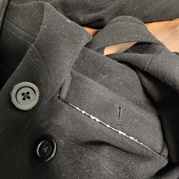 London Fog Heritage Black Wool Blend Trench Coat with Leather Accents - Picture 12 of 16